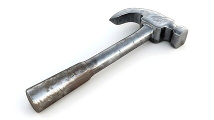 Robust and Metallic Hammer Icon Symbolizing Construction and Craftsmanship on White Background