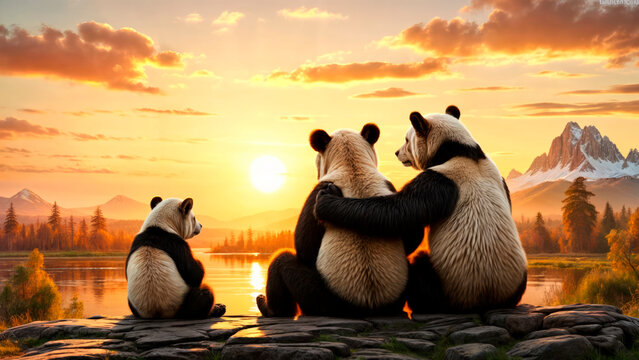 Bears admiring the sunset