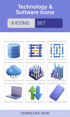 Technology software icons minimal line art download