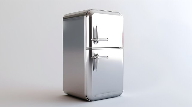 Sleek Stainless Steel Refrigerator Icon Representing Kitchen Essentials and Food Storage