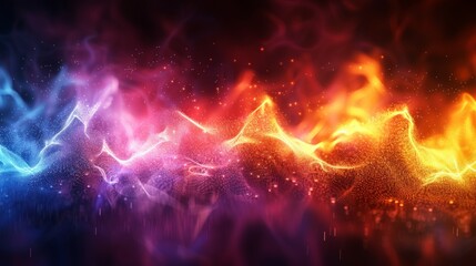 Fototapeta premium sound waves technology background, purple and blue, a wave composed of a beam of light points