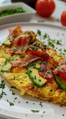 bacon and avocado ometlette, delicious healthy brunch