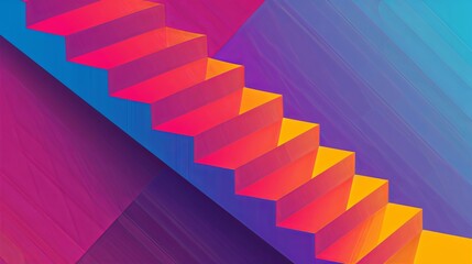 Vibrant staircase abstract in multicolor gradients