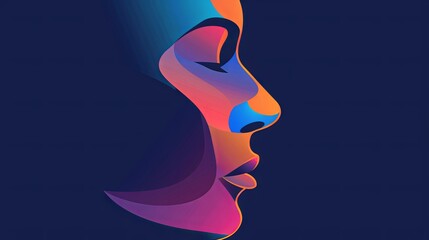Colorful abstract portrait of a young woman in digital art style - obrazy, fototapety, plakaty