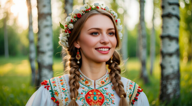 Beautiful young woman in national costume