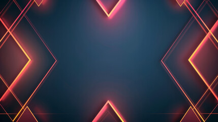Neon red geometric shapes on a dark background.