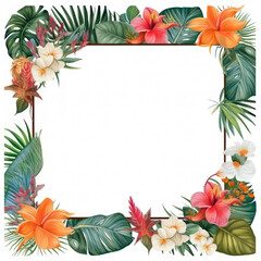 Elegant Floral Frame with Tropical Flowers