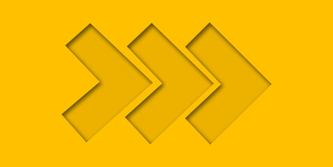 Yellow paper cut into holes arrow shape. - 790910424
