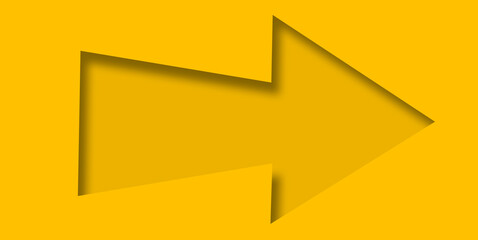 Yellow paper cut into holes arrow shape. - 790910425