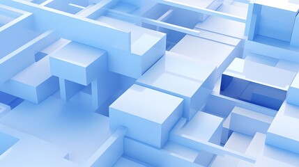 Obraz premium 3d rendering of white and blue abstract geometric background. Scene for advertising, technology, showcase, banner, game, sport, cosmetic, business, metaverse. Sci-Fi Illustration. Product display