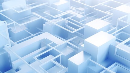 3d rendering of white and blue abstract geometric background. Scene for advertising, technology, showcase, banner, game, sport, cosmetic, business, metaverse. Sci-Fi Illustration. Product display