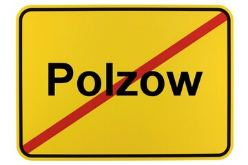 Illustration eines Ortsschildes der Gemeinde Polzow in Mecklenburg-Vorpommern