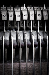 old piano mechanism inside