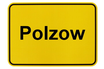 Illustration eines Ortsschildes der Gemeinde Polzow in Mecklenburg-Vorpommern - obrazy, fototapety, plakaty