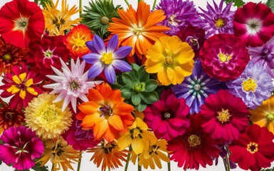 Zinnia flowers isolated on white background.