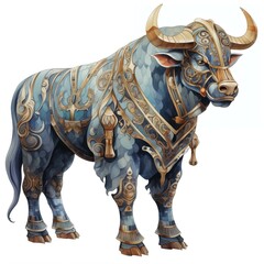 Illustration of an Apis Bull on a White Background - obrazy, fototapety, plakaty