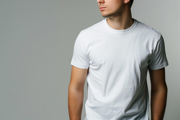 White T-Shirt Mockup, Studio Shot, Male Model, Generative AI