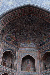 Old light blue mosaics in Samarkand