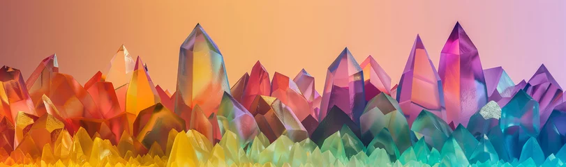 Foto auf Acrylglas A panoramic landscape of luminescent crystals © alex