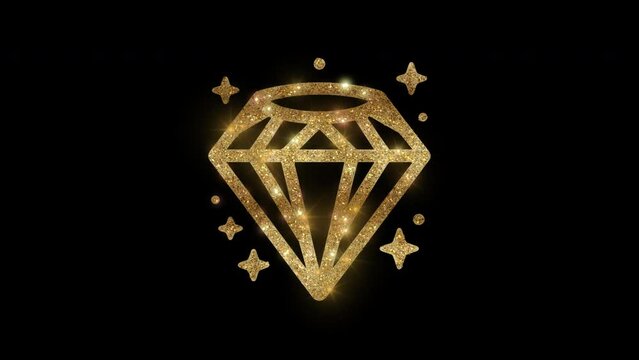 Sparkling golden gem, alpha channel, transparent background