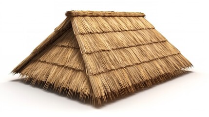 Thatching Straw Roof Isolated on White Background


