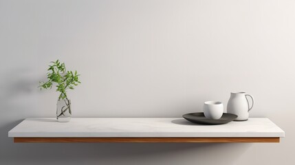 White Marble Table Top Stone Display Stand Mockup

