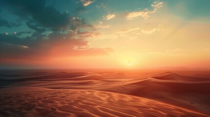 Sunset in the desert. Pastel colours.