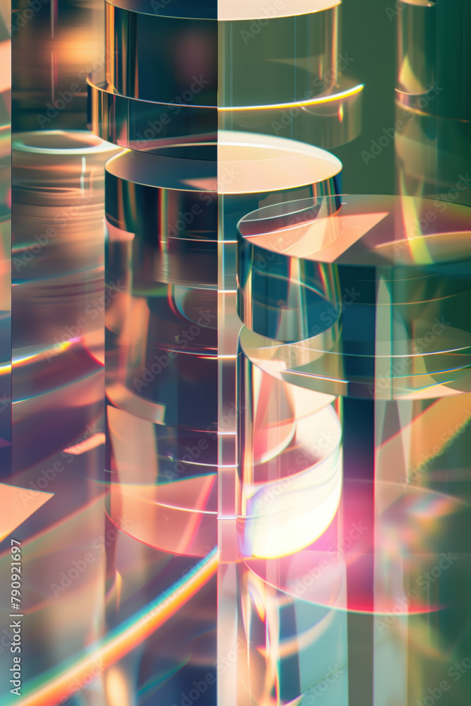 Poster Abstract background with reflections and caustics. Hi-tech. Futuristic background image. Created with Generative AI technology.