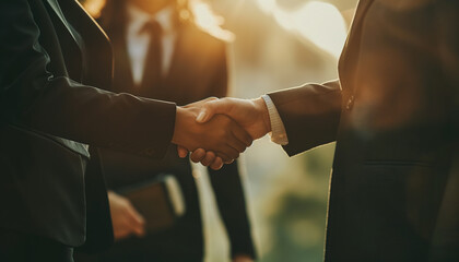Business partners handshake, closeup of diverse corporate people shaking hands