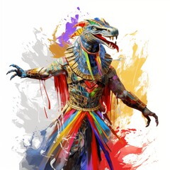 Abstract Colorful Illustration of Sobek on a White Background