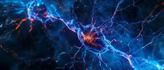 Neural network spark central neuron glowing
