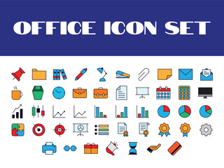 Color Office Icons Set Vector Office Business Illustration Icons set 