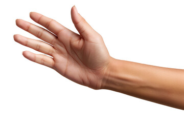 A hand making a stop gesture, palm facing outwards, isolated on transparent background, png file