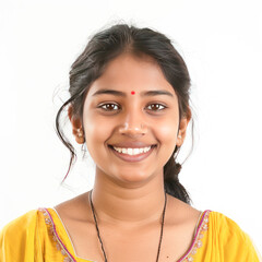 indian woman standing on white background