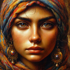 Portrait of a gypsy woman. Painting on canvas. - 790922863