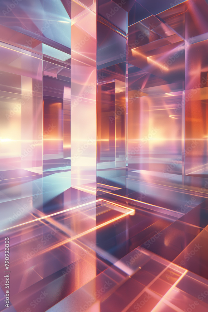 Poster Abstract background with reflections and caustics. Hi-tech. Futuristic background image. Created with Generative AI technology.