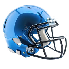 Modern blue football safety helmet on white background,png
