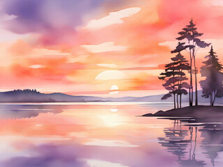 sunset over the lake