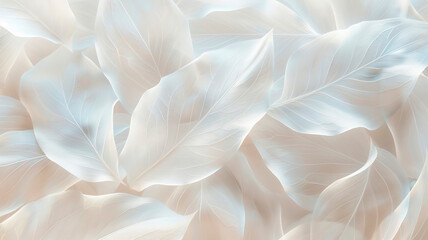Background with white translucent leaves Leaf structure, macro.