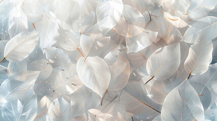 Background with white translucent leaves Leaf structure.