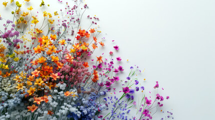beautiful colorful flowers on white background, digital art