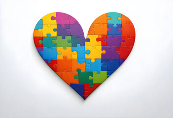 a heart shaped puzzle piece made of colorful pieces