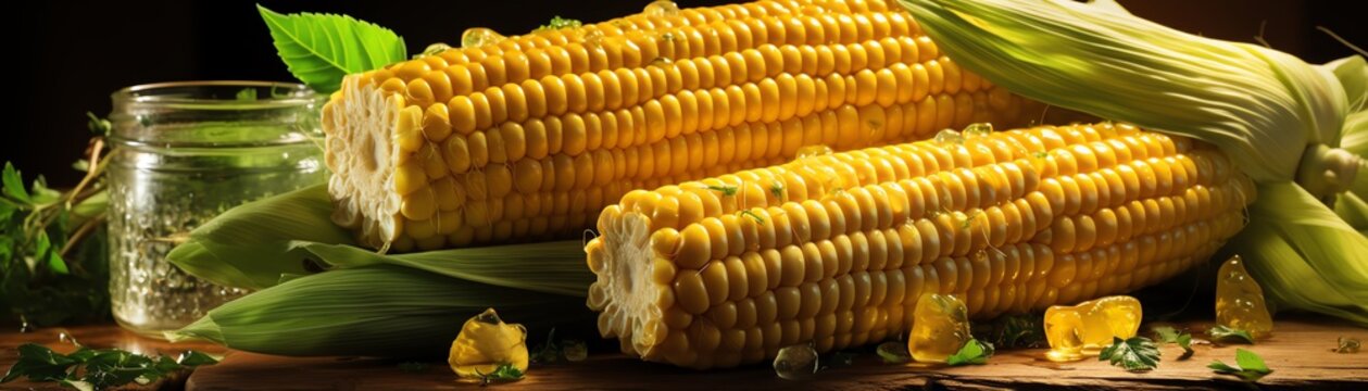 A close up of some corn on the cob.