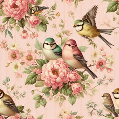 Vintage floral wallpaper. - 790927025