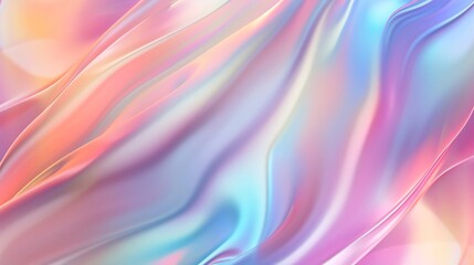 Rainbow abstract smooth holographic background with pearlescent gradient, texture with foil metallic effect in pastel colors