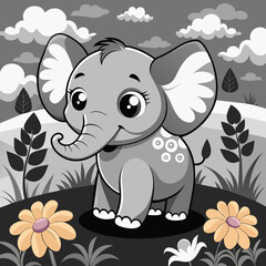 Elephant with flowers