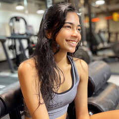 young beautiful woman in the sport wear at gym