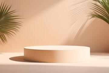Obraz premium cream 3D podium in the studio for advertising products, cosmetics, things