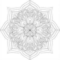 Organic Bloom Mandala Illustration. Generative AI.