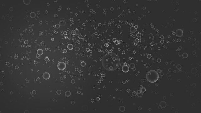 Glittering gray slow bubble particles, abstract CGI animation background, 4k